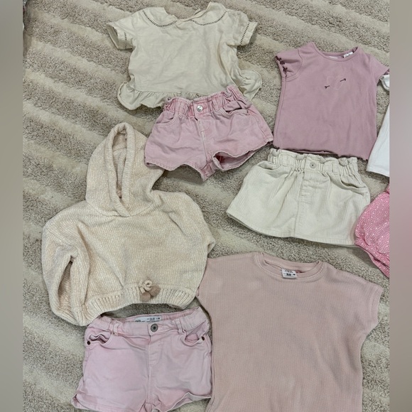 BUNDLE Zara Kids toddler girl set corduroy shorts tee sweater ribbed top ruffle - Picture 8 of 8